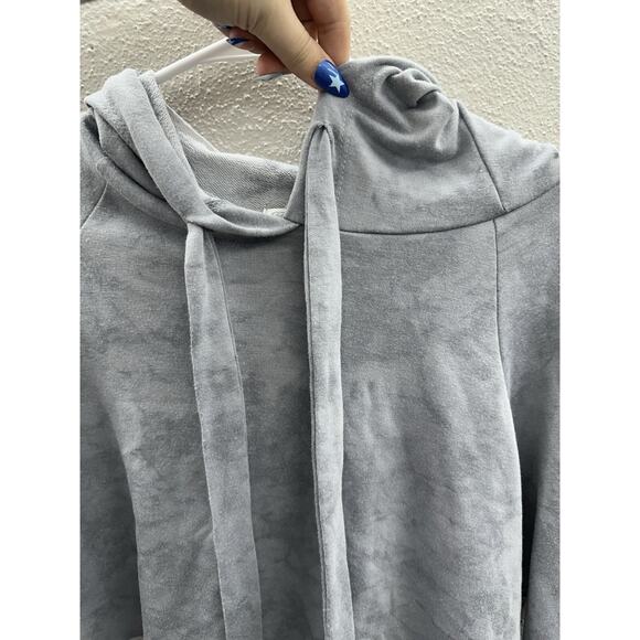 Quiet Storm Womens Sweatshirt Size Medium Gray Tye-Dye Pullover Hooded Cropped - Picture 4 of 14